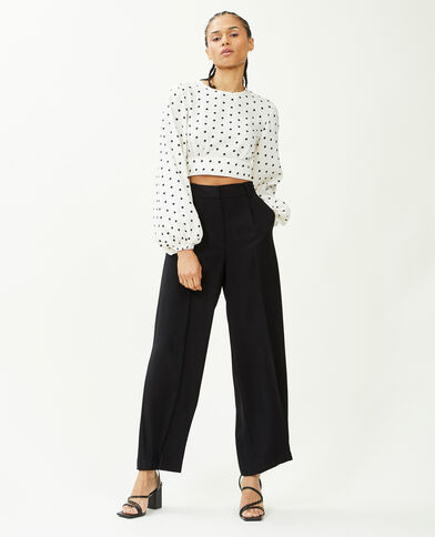 Pantalon large en toile fluide noir - Pimkie
