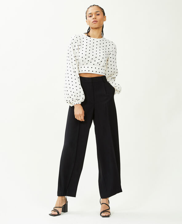 Pantalon large en toile fluide noir - Pimkie