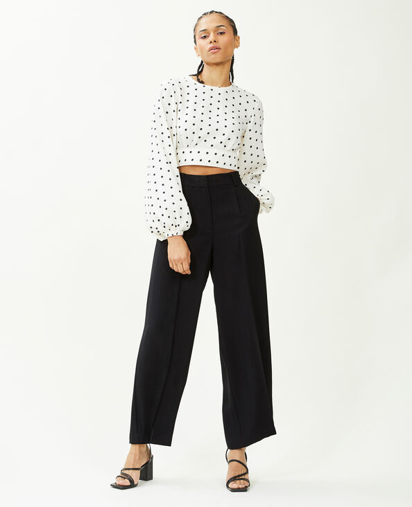 Pantalon large en toile fluide noir - Pimkie