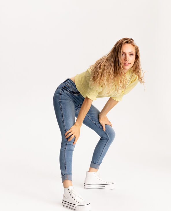 Chemisier dentelle et plumetis jaune - Pimkie