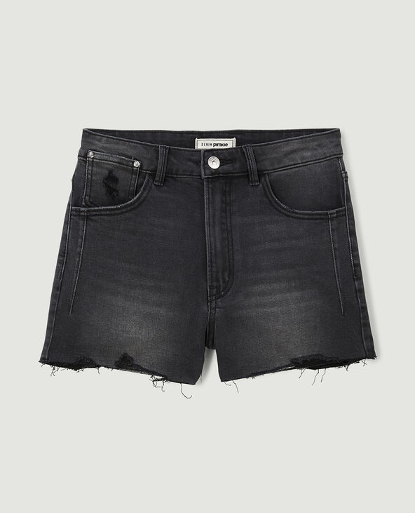 Short en jean destroy taille haute noir - Pimkie
