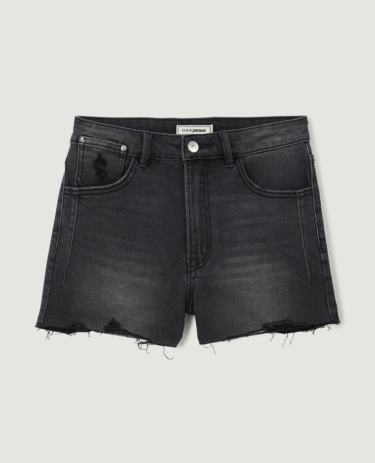 Short en jean destroy taille haute gris foncé - Pimkie