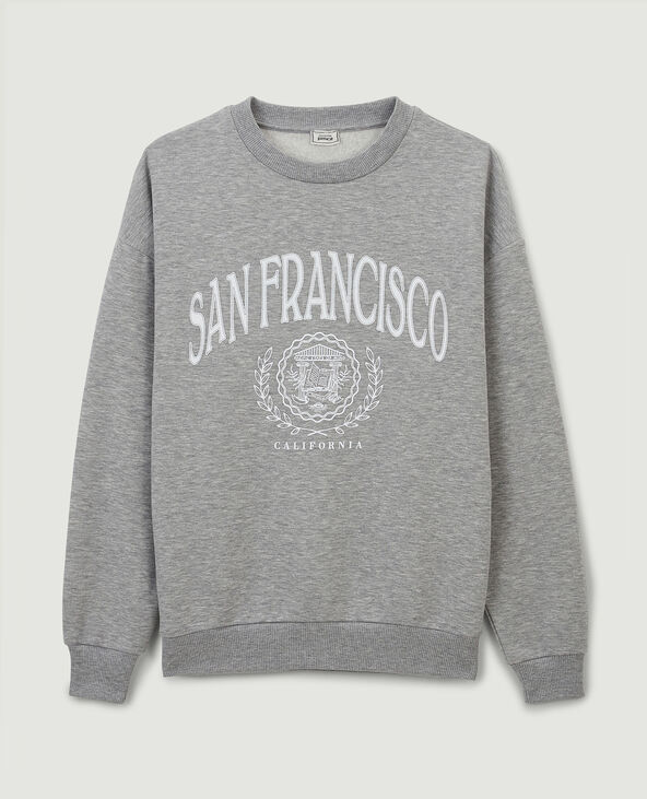 Sweat col rond gris chiné - Pimkie