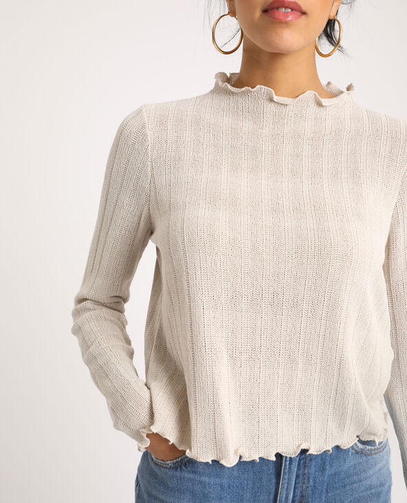 Crop top à manches longues blanc - Pimkie
