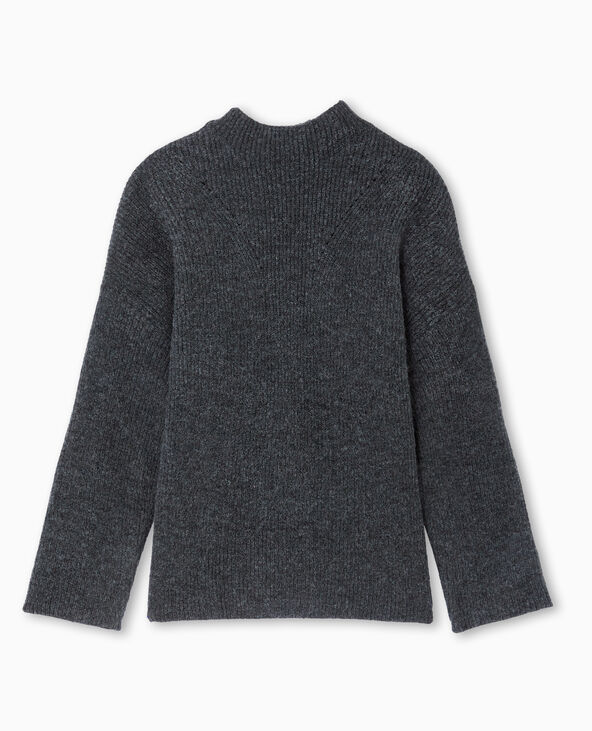 Pull col montant avec jeu de mailles gris foncé - Pimkie