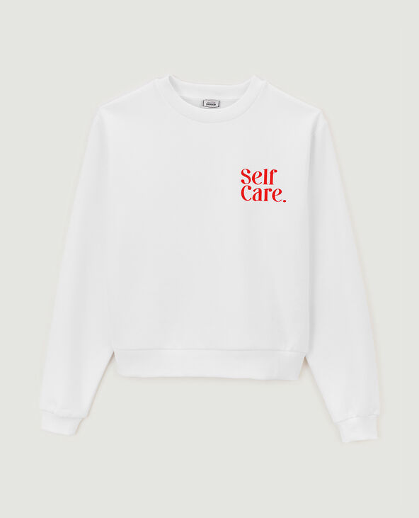 Sweat col rond avec print blanc - Pimkie