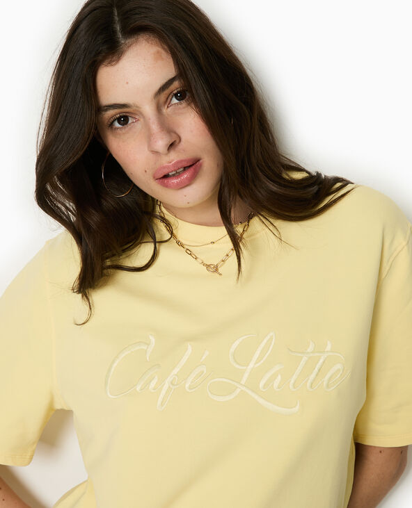 T-shirt épais avec broderie Jaune pâle - Pimkie