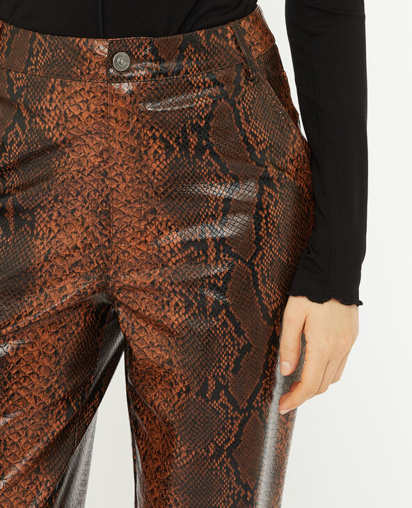 Pantalon droit en simili effet python marron - Pimkie
