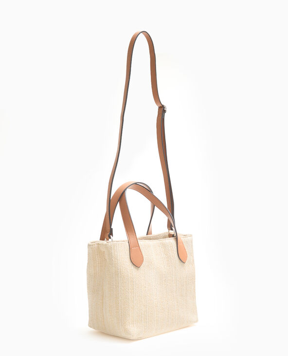 Sac en raphia avec poignées et bandoulière beige - Pimkie