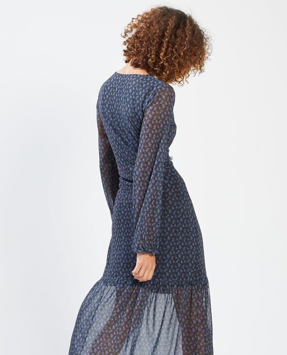Robe manches longues motif fleuri bleu - Pimkie