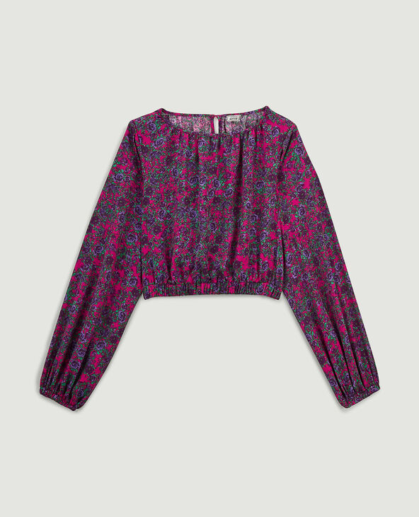 Blouse courte base et poignets élastiqués rose - Pimkie