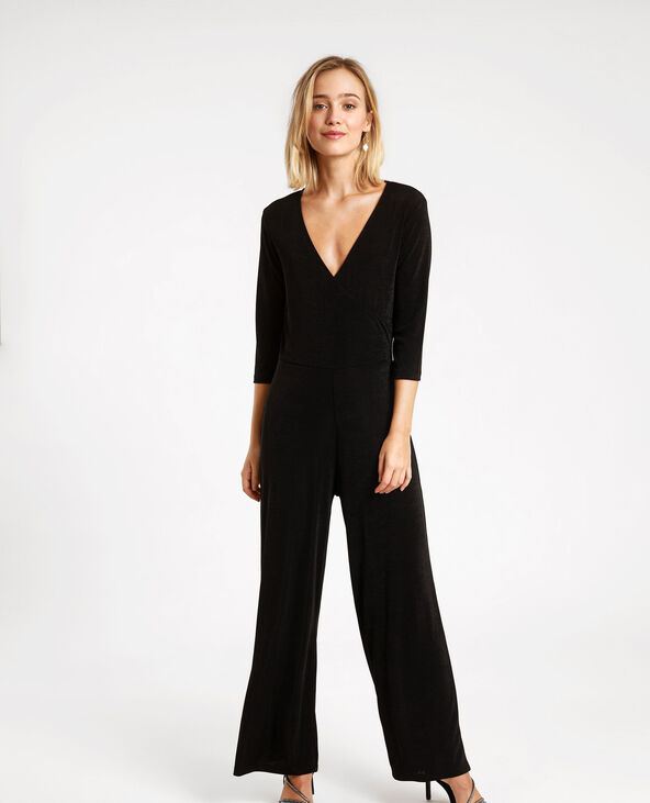 Combi-pantalon à col V noir - Pimkie