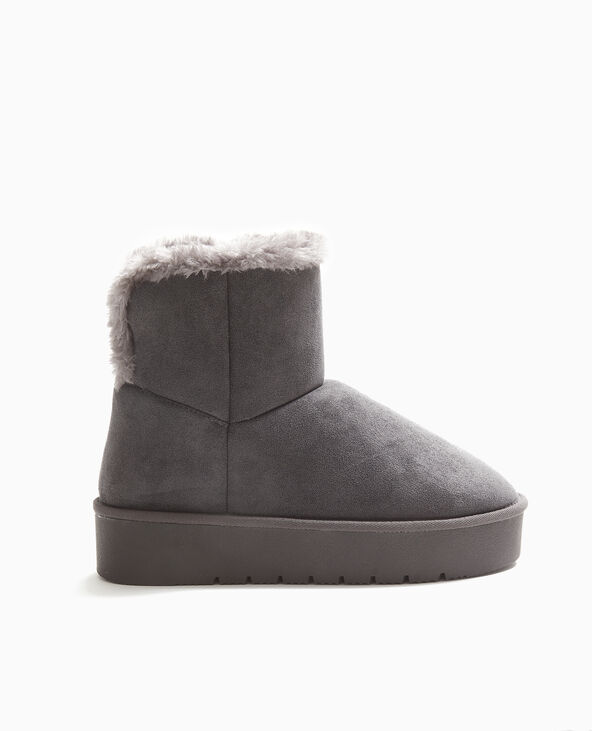 Boots fourrées en suédine gris foncé - Pimkie