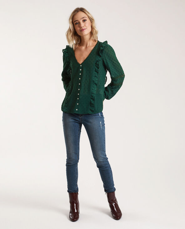 Blouse à plumetis vert foncé - Pimkie