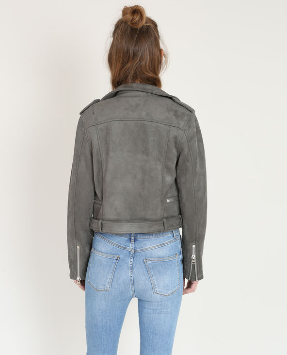 Veste style perfecto suédine gris foncé - Pimkie