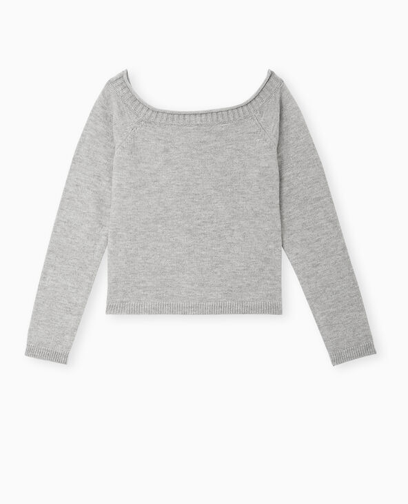 Pull ajusté encolure Bardot gris chiné - Pimkie