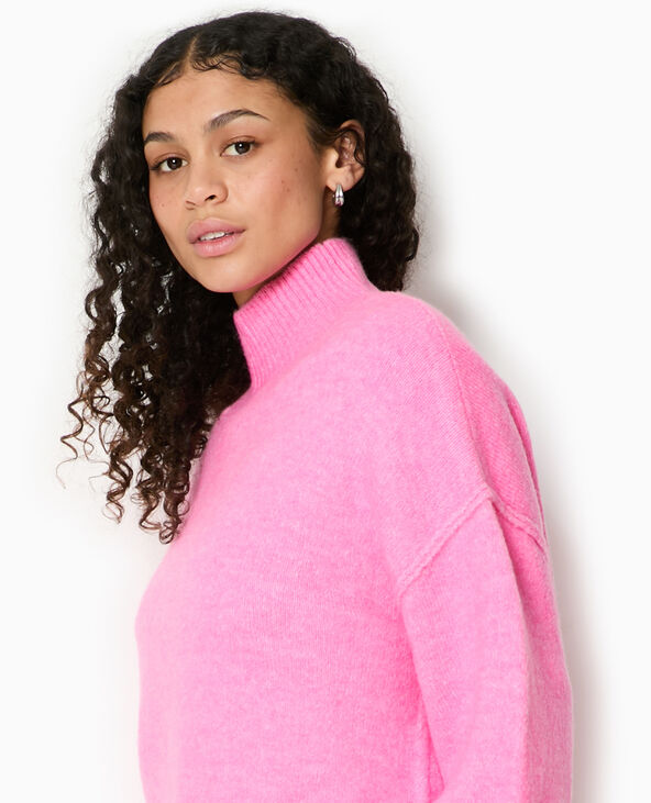 Pull col montant manches larges rose - Pimkie