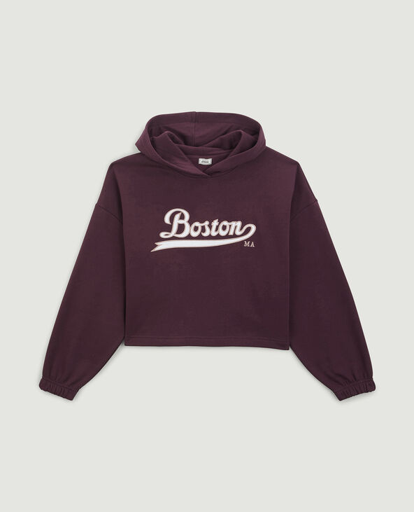 Sweat en molleton cropped bordeaux - Pimkie