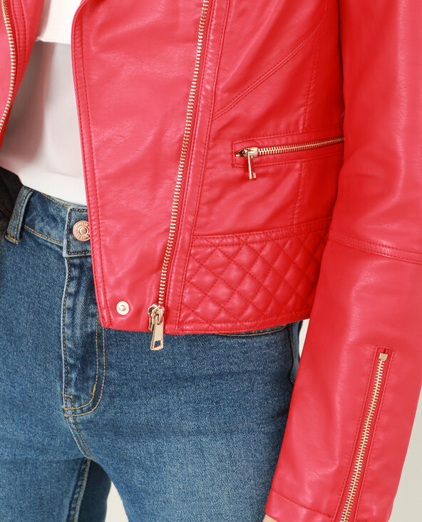 Veste biker rouge - Pimkie