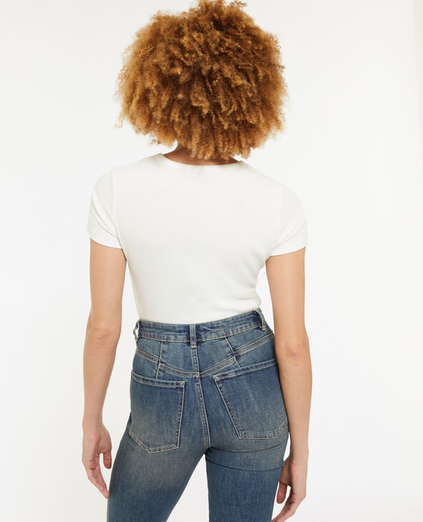 T-shirt cintré avec print blanc - Pimkie