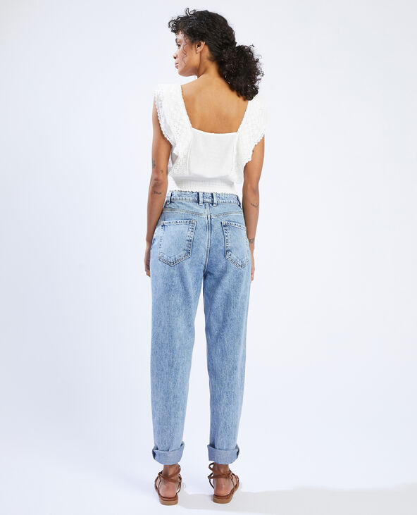 Top court dentelle et plumetis blanc - Pimkie