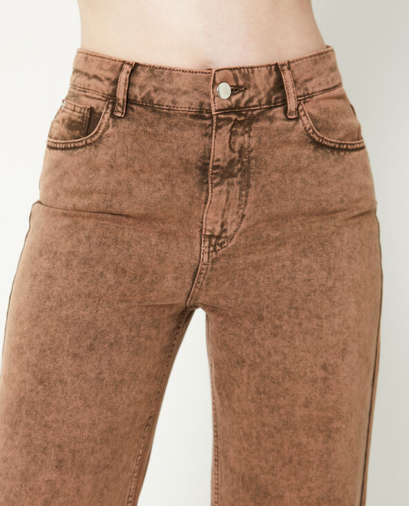 Jean droit taille basse effet délavé marron - Pimkie