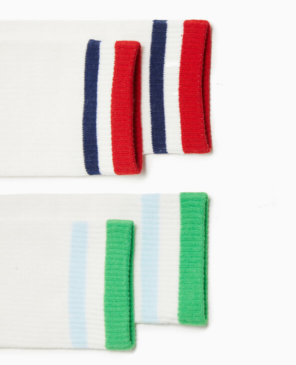 Paire de chaussettes hautes avec bandes couleur rouge - Pimkie