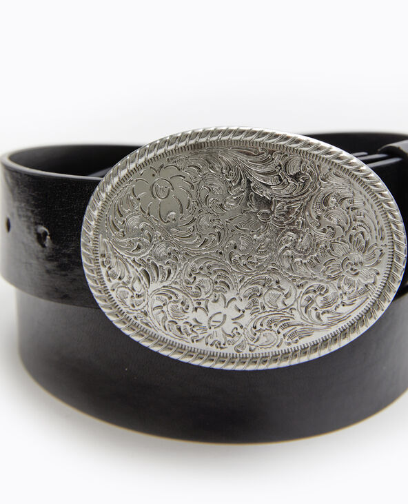 Ceinture avec grande boucle esprit western noir - Pimkie