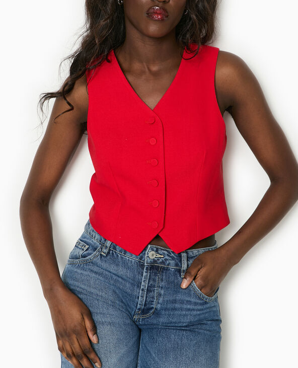 Gilet de barman avec boutons recouverts rouge - Pimkie