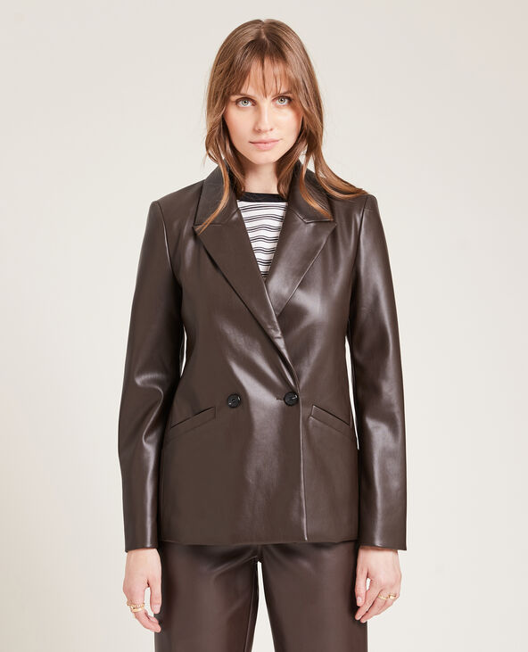 Veste blazer simili cuir femme 2025