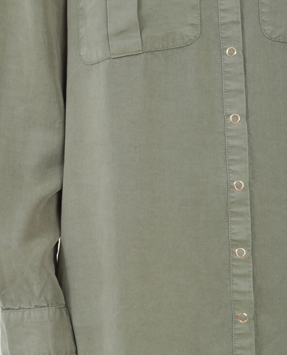 Robe chemise fluide vert de gris - Pimkie