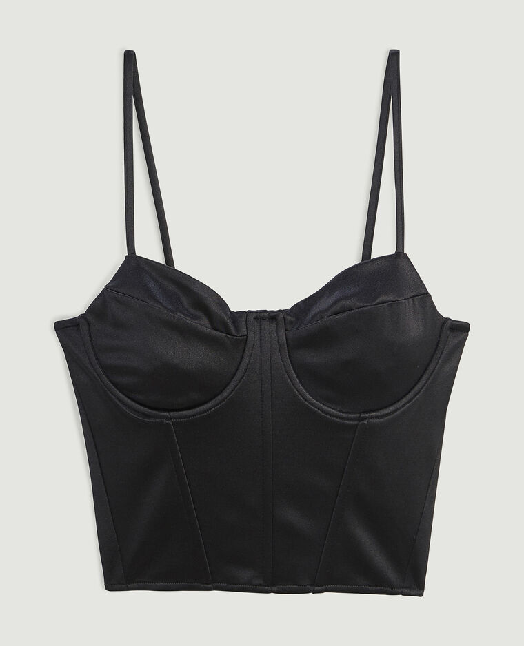 Corset en satin noir - Pimkie