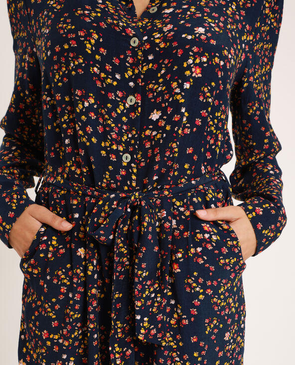 Combi-pantalon à fleurs bleu marine - Pimkie