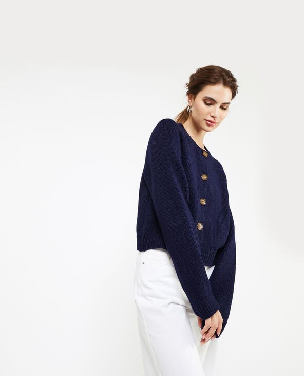 Gilet en maille avec gros boutons bleu marine - Pimkie