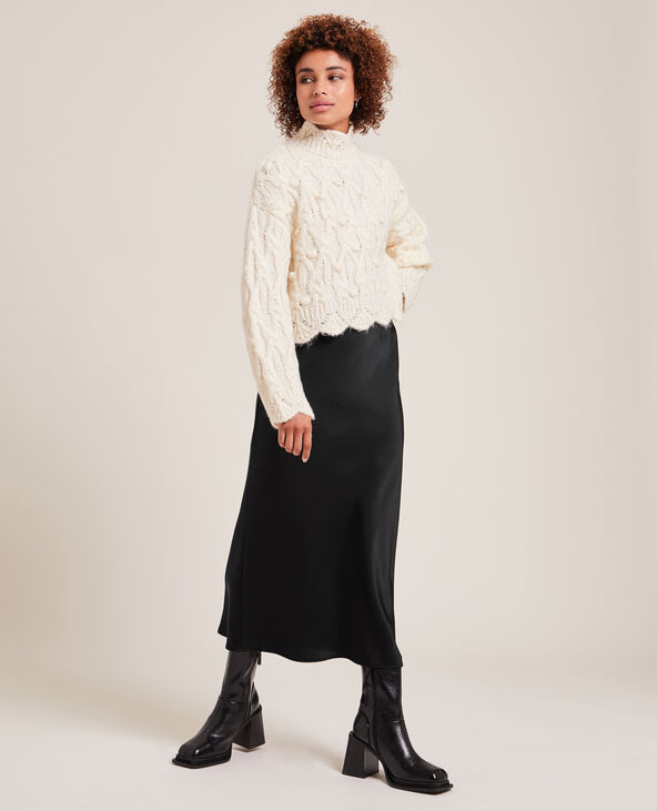 Jupe longue en satin noir - Pimkie