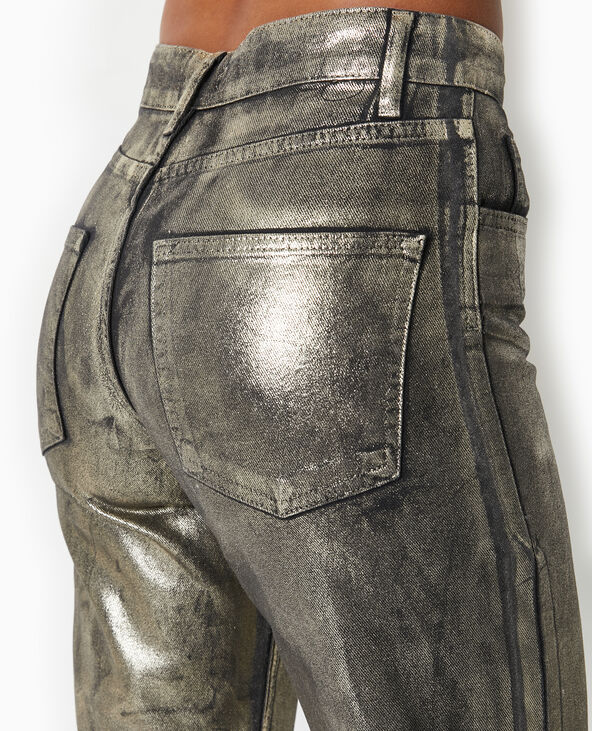 Jean droit taille haute enduit gold noir - Pimkie