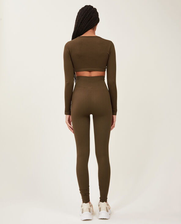 Legging en maille côtelée sans couture marron - Pimkie