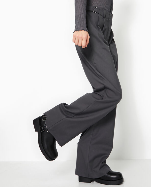 Pantalon large avec sangles à la taille gris foncé - Pimkie
