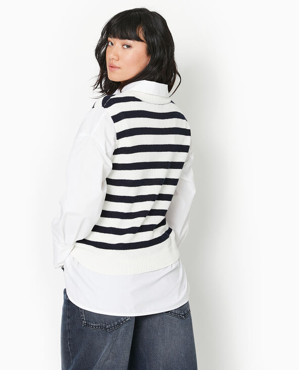 Pull sans manches rayé blanc - Pimkie