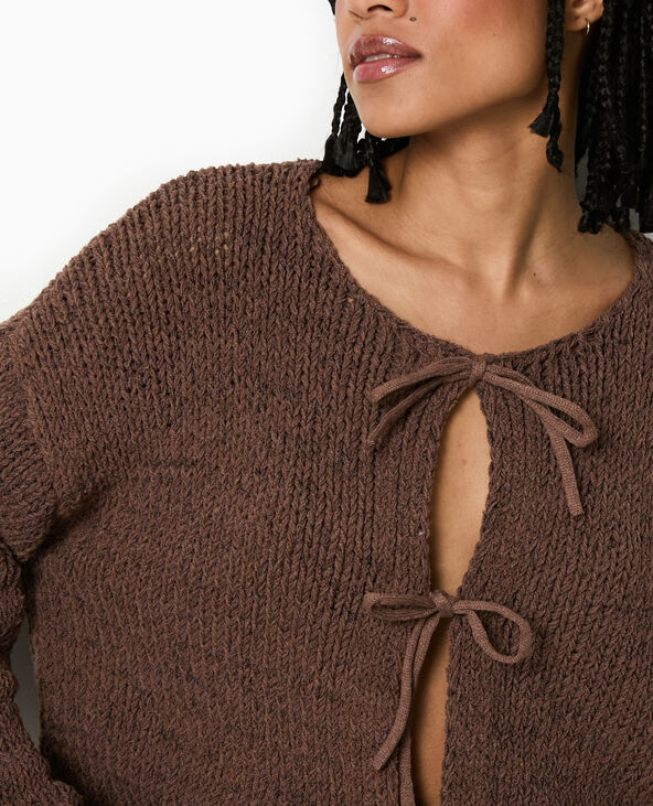 Gilet court avec nouettes devant marron - Pimkie