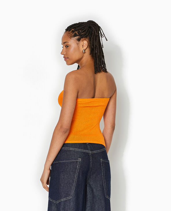 Top bustier bandeau en maille orange - Pimkie