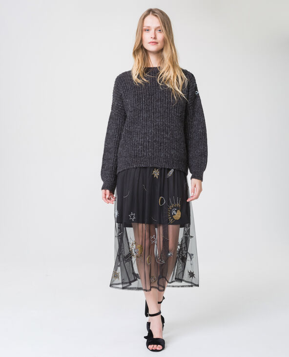Robe imprimée en tulle noir - Pimkie