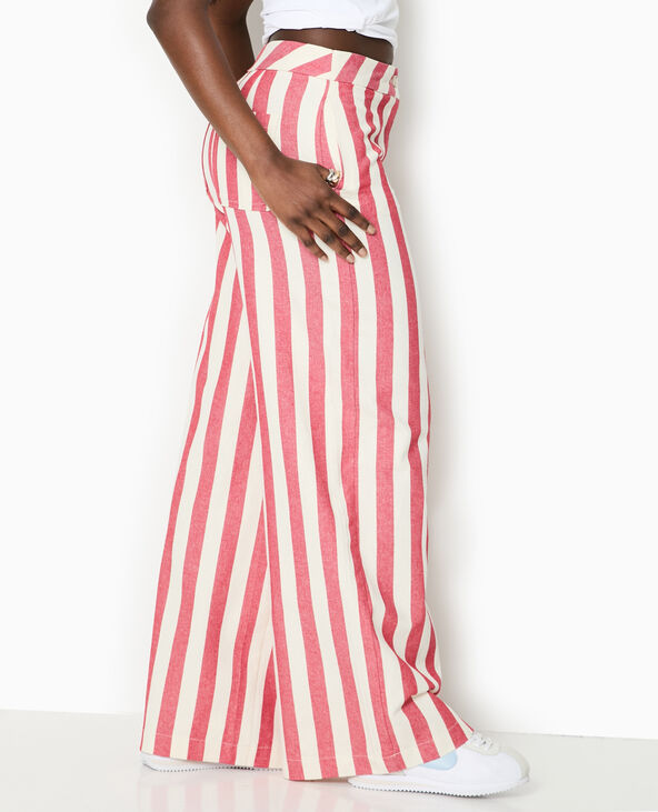 Pantalon droit avec larges rayures rouge - Pimkie