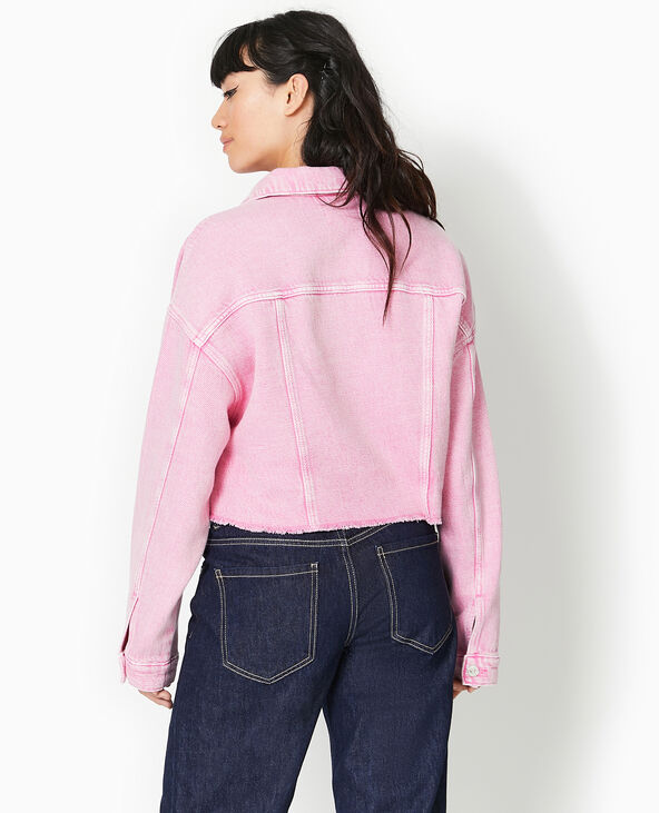 Veste en jean coupée cropped rose - Pimkie