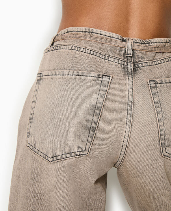Jean droit taille basse avec ceinture à nouer marron - Pimkie