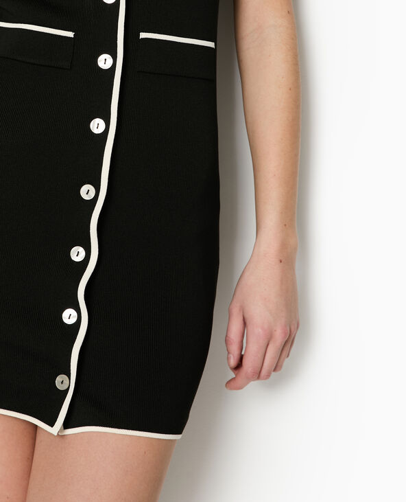 Robe courte boutonnée en maille noir - Pimkie