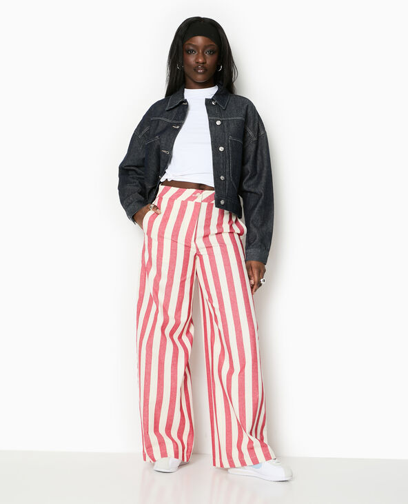 Pantalon droit avec larges rayures rouge - Pimkie