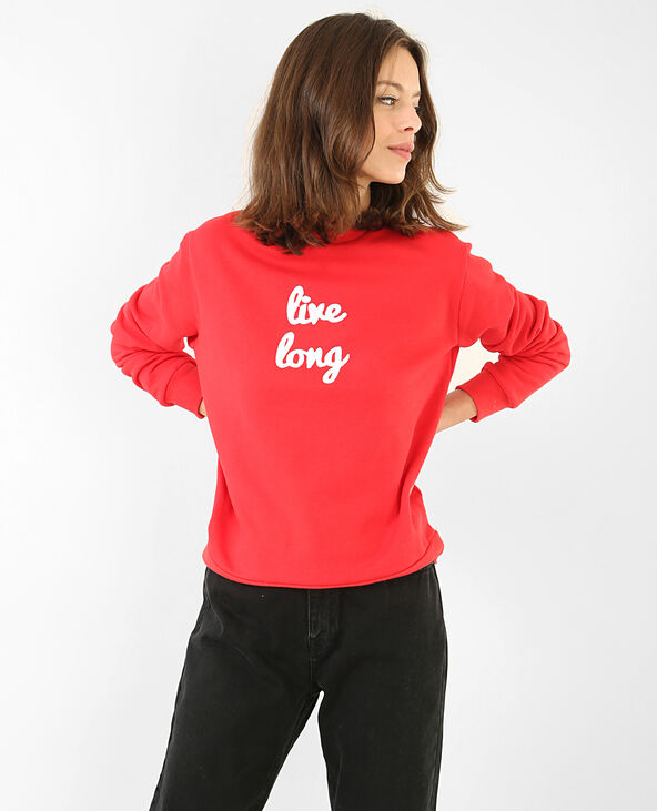 Sweat "Live long" rouge - Pimkie