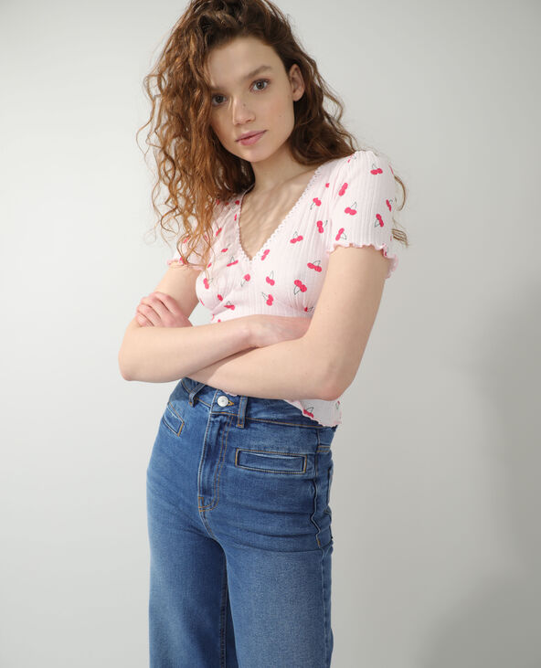 T-shirt motifs cerises rose clair - Pimkie