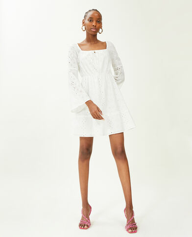 Robe courte broderie anglaise blanc - Pimkie